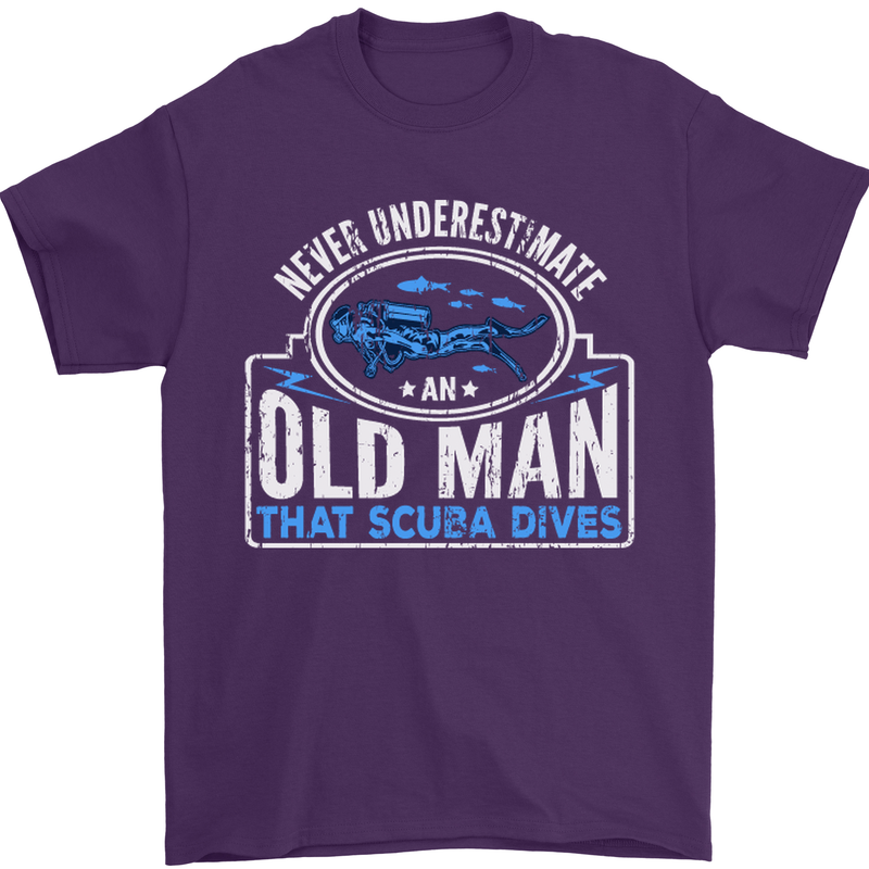 An Old Man That Scuba Dives Diver Diving Mens T-Shirt Cotton Gildan Purple