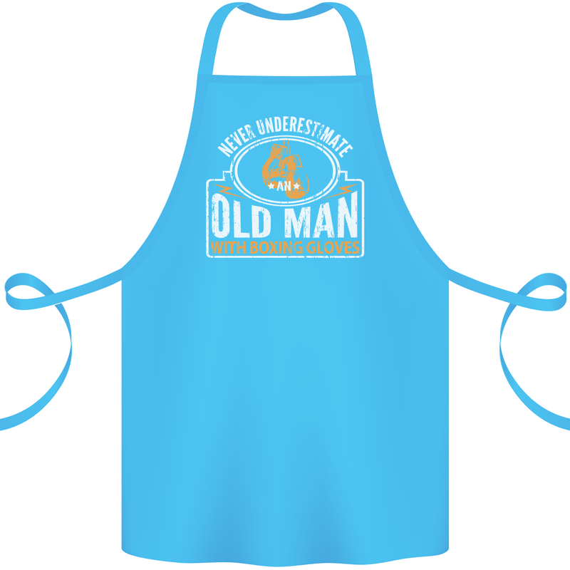 An Old Man With Boxing Gloves Funny Boxer Cotton Apron 100% Organic Turquoise