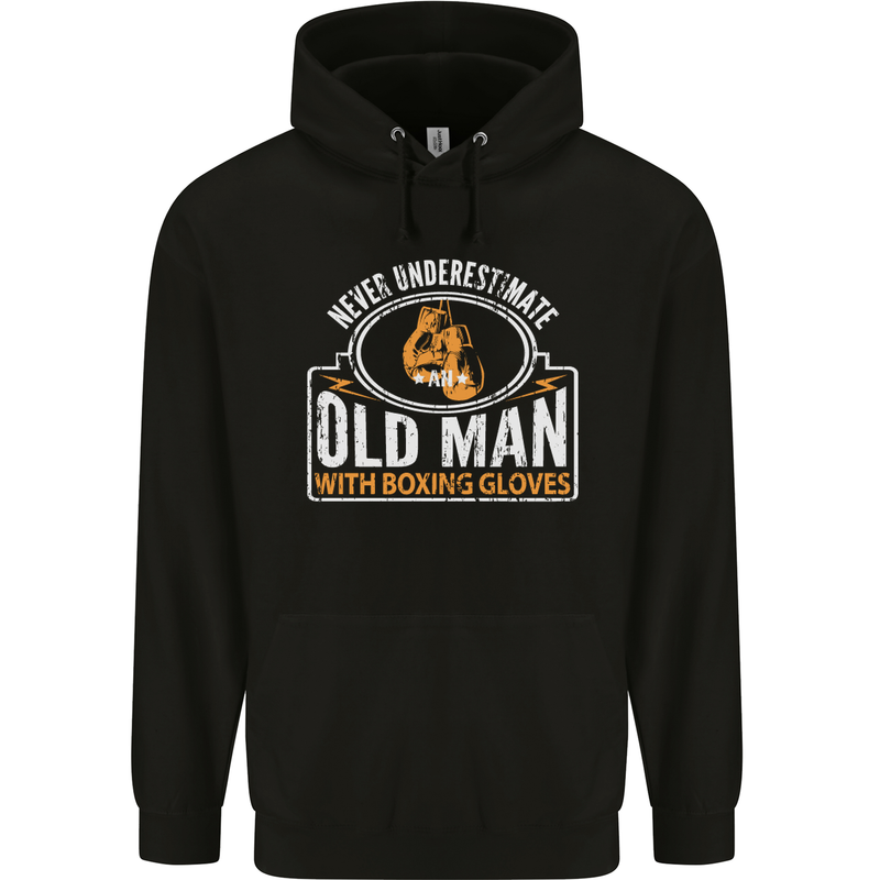 An Old Man With Boxing Gloves Funny Boxer Mens 80% Cotton Hoodie Black