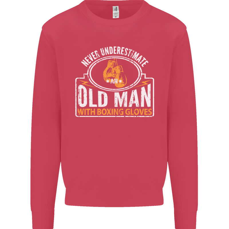 An Old Man With Boxing Gloves Funny Boxer Mens Sweatshirt Jumper Heliconia