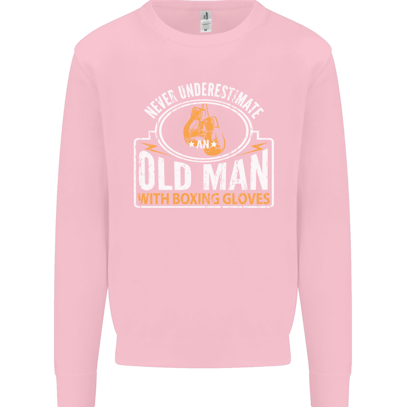 An Old Man With Boxing Gloves Funny Boxer Mens Sweatshirt Jumper Light Pink