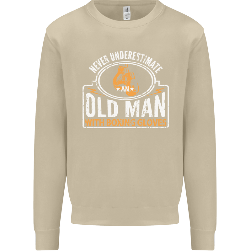 An Old Man With Boxing Gloves Funny Boxer Mens Sweatshirt Jumper Sand