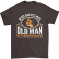 An Old Man With Boxing Gloves Funny Boxer Mens T-Shirt Cotton Gildan Dark Chocolate