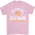 An Old Man With Boxing Gloves Funny Boxer Mens T-Shirt Cotton Gildan Light Pink