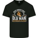 An Old Man With Boxing Gloves Funny Boxer Mens V-Neck Cotton T-Shirt Black