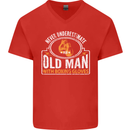 An Old Man With Boxing Gloves Funny Boxer Mens V-Neck Cotton T-Shirt Red
