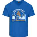 An Old Man With Boxing Gloves Funny Boxer Mens V-Neck Cotton T-Shirt Royal Blue