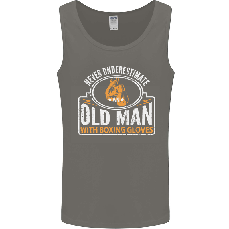 An Old Man With Boxing Gloves Funny Boxer Mens Vest Tank Top Charcoal