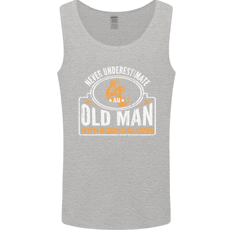 An Old Man With Boxing Gloves Funny Boxer Mens Vest Tank Top Sports Grey