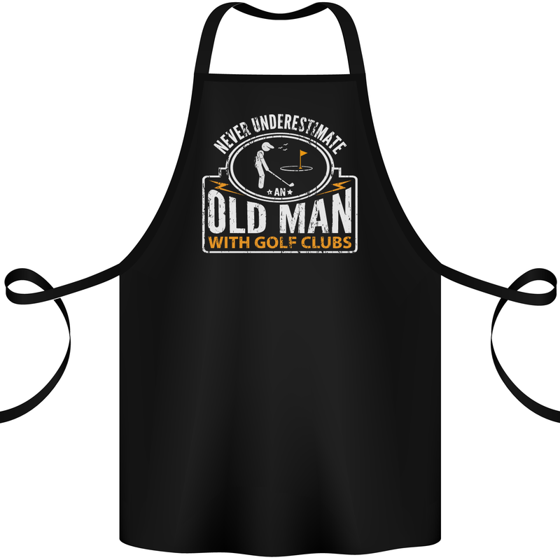 An Old Man With Golf Clubs Funny Golfing Cotton Apron 100% Organic Black