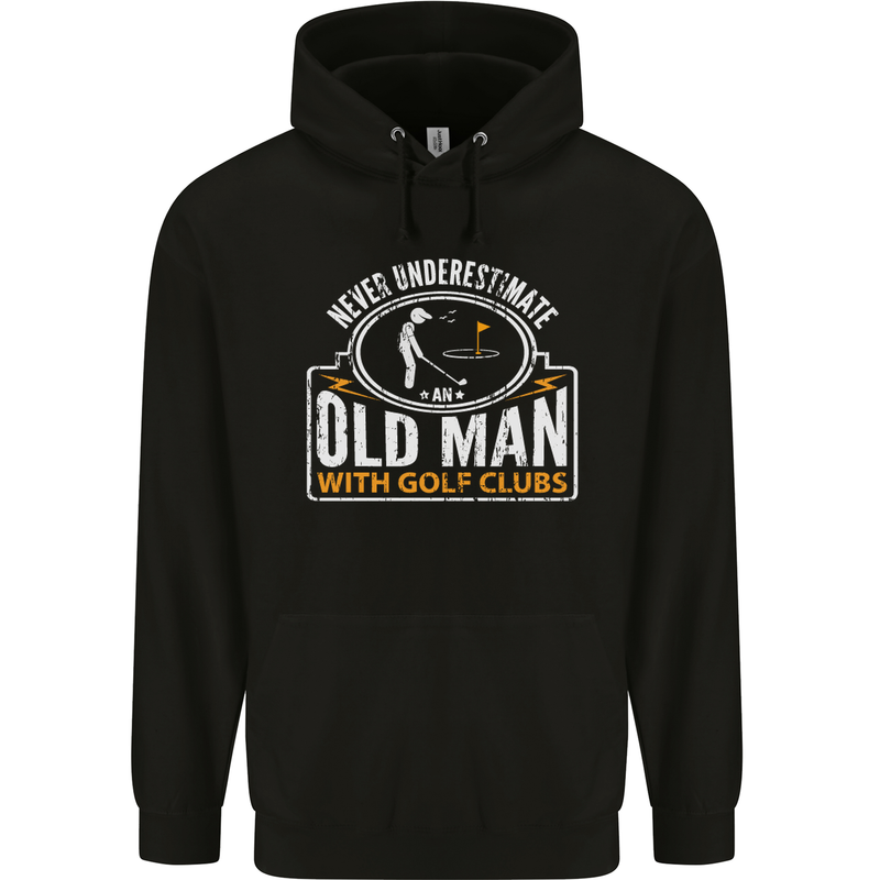 An Old Man With Golf Clubs Funny Golfing Mens 80% Cotton Hoodie Black