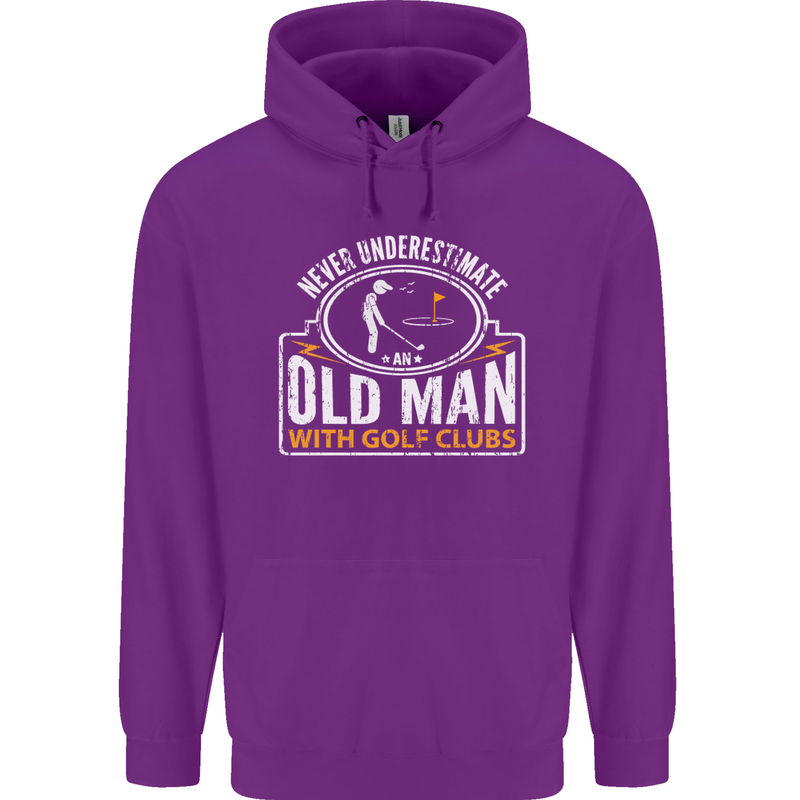An Old Man With Golf Clubs Funny Golfing Mens 80% Cotton Hoodie Purple