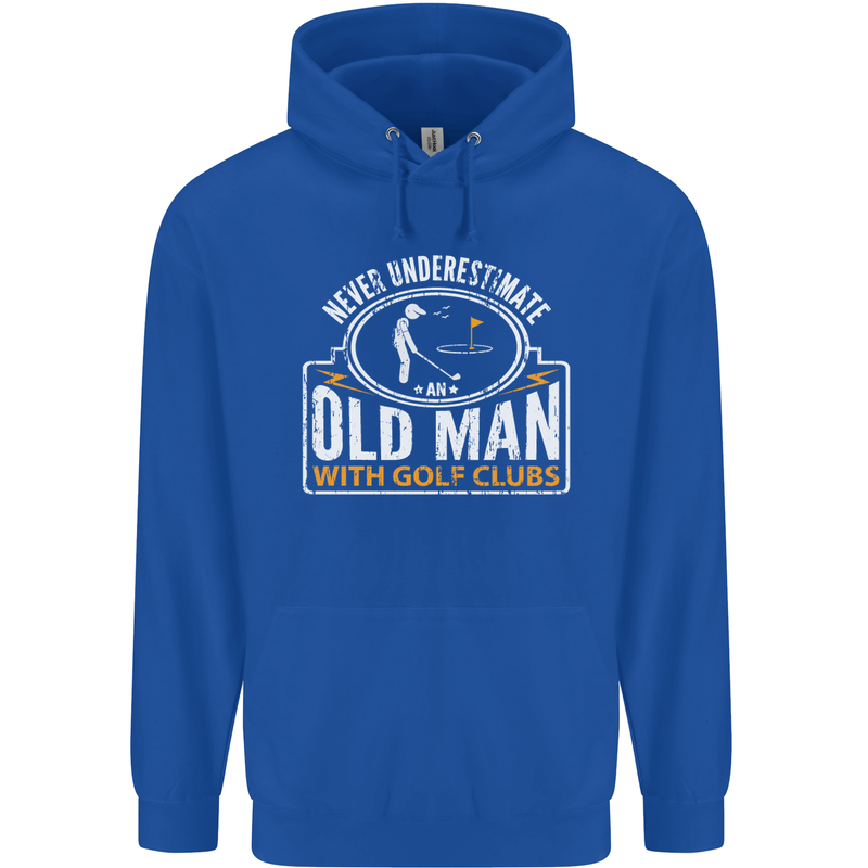 An Old Man With Golf Clubs Funny Golfing Mens 80% Cotton Hoodie Royal Blue