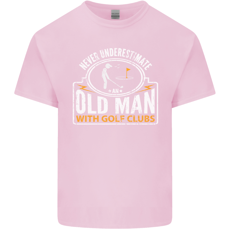 An Old Man With Golf Clubs Funny Golfing Mens Cotton T-Shirt Tee Top Light Pink