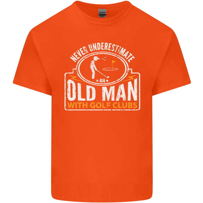 An Old Man With Golf Clubs Funny Golfing Mens Cotton T-Shirt Tee Top Orange