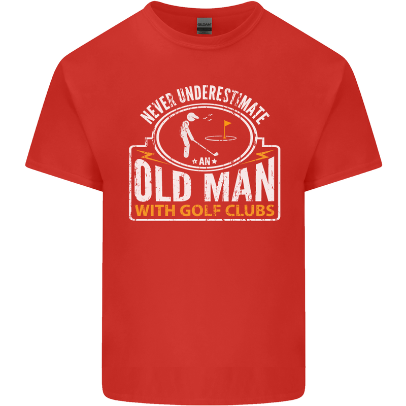 An Old Man With Golf Clubs Funny Golfing Mens Cotton T-Shirt Tee Top Red