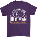 An Old Man With Golf Clubs Funny Golfing Mens T-Shirt Cotton Gildan Purple