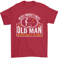 An Old Man With Golf Clubs Funny Golfing Mens T-Shirt Cotton Gildan Red