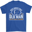 An Old Man With Golf Clubs Funny Golfing Mens T-Shirt Cotton Gildan Royal Blue