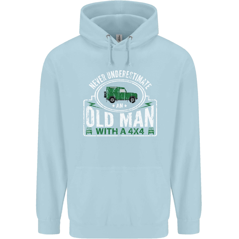 An Old Man With a 4x4 Off Roading Off Road Mens 80% Cotton Hoodie Light Blue
