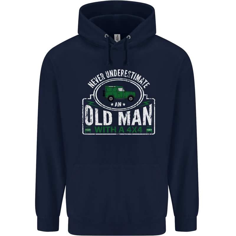 An Old Man With a 4x4 Off Roading Off Road Mens 80% Cotton Hoodie Navy Blue