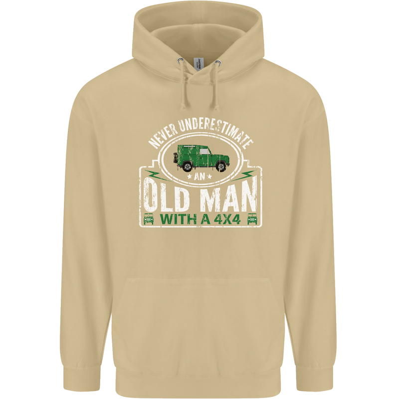 An Old Man With a 4x4 Off Roading Off Road Mens 80% Cotton Hoodie Sand