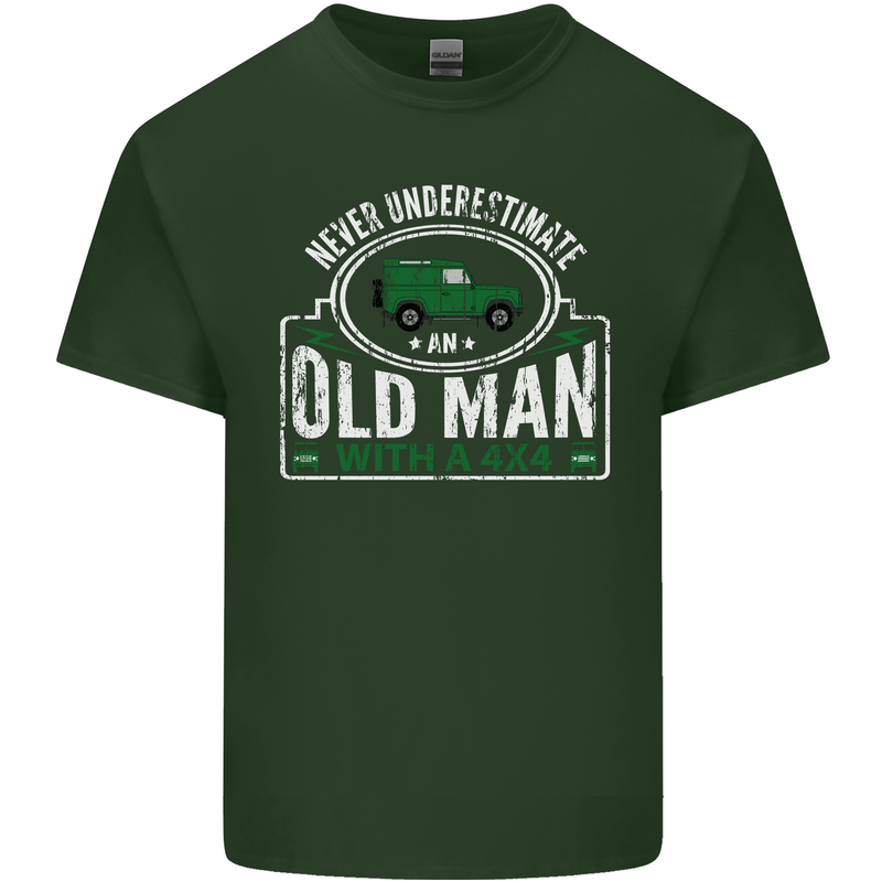 An Old Man With a 4x4 Off Roading Off Road Mens Cotton T-Shirt Tee Top Forest Green