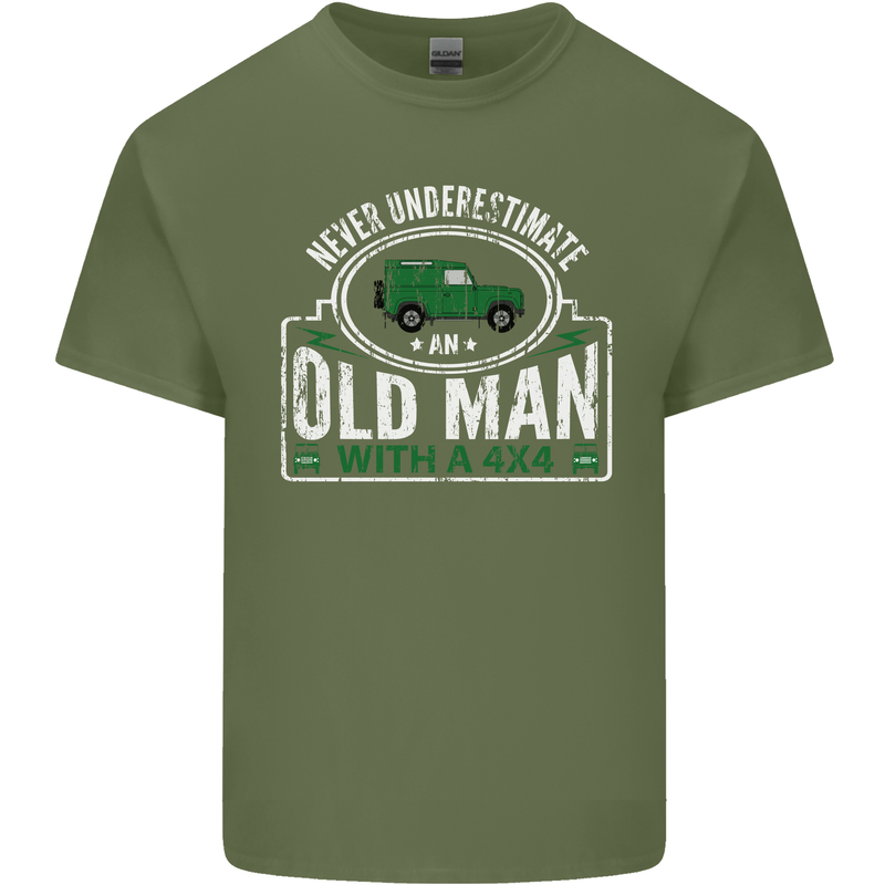 An Old Man With a 4x4 Off Roading Off Road Mens Cotton T-Shirt Tee Top Military Green