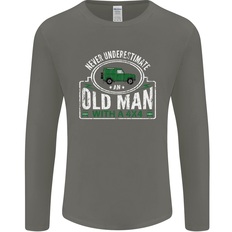 An Old Man With a 4x4 Off Roading Off Road Mens Long Sleeve T-Shirt Charcoal