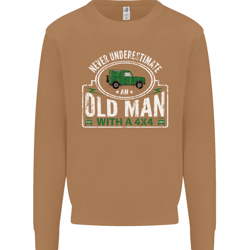 An Old Man With a 4x4 Off Roading Off Road Mens Sweatshirt Jumper Caramel Latte