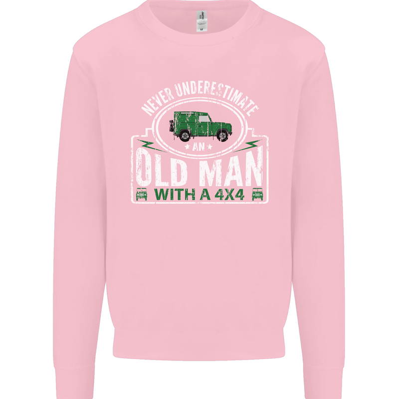 An Old Man With a 4x4 Off Roading Off Road Mens Sweatshirt Jumper Light Pink