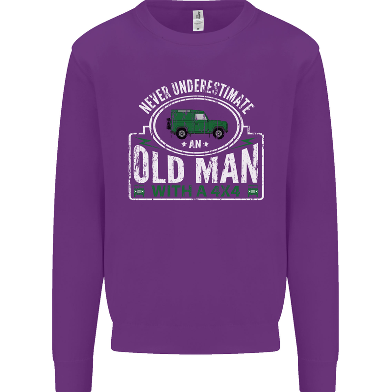 An Old Man With a 4x4 Off Roading Off Road Mens Sweatshirt Jumper Purple