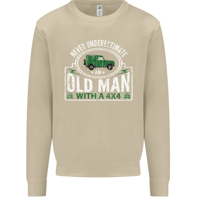 An Old Man With a 4x4 Off Roading Off Road Mens Sweatshirt Jumper Sand