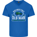 An Old Man With a 4x4 Off Roading Off Road Mens V-Neck Cotton T-Shirt Royal Blue