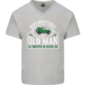 An Old Man With a 4x4 Off Roading Off Road Mens V-Neck Cotton T-Shirt Sports Grey