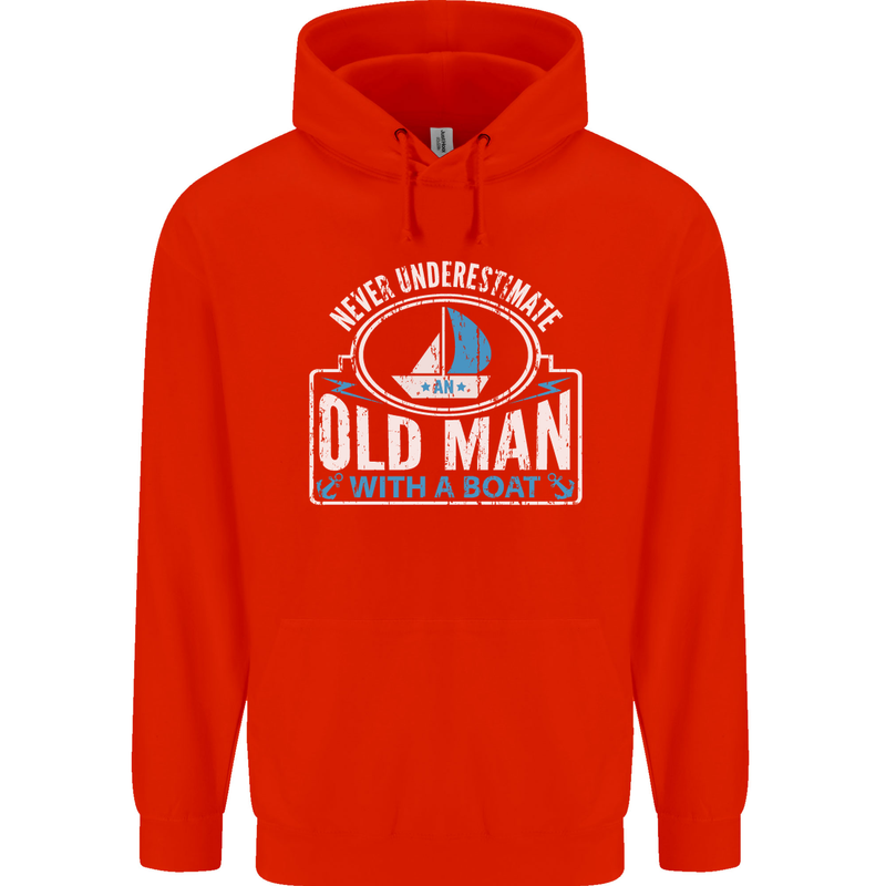 An Old Man With a Boat Sailor Sailing Funny Mens 80% Cotton Hoodie Bright Red