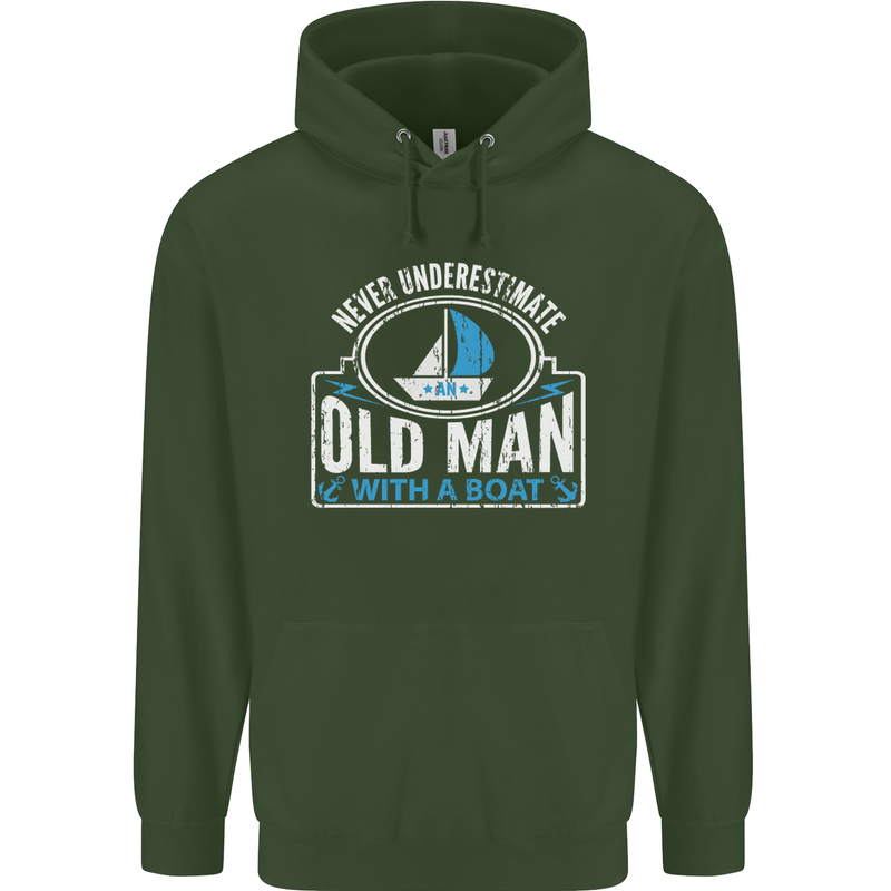 An Old Man With a Boat Sailor Sailing Funny Mens 80% Cotton Hoodie Forest Green
