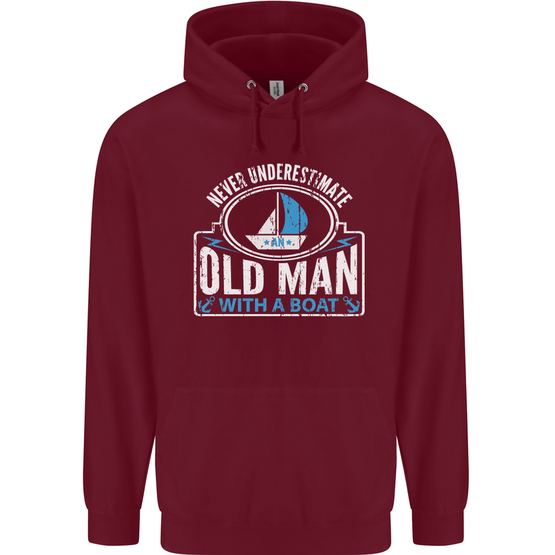 An Old Man With a Boat Sailor Sailing Funny Mens 80% Cotton Hoodie Maroon