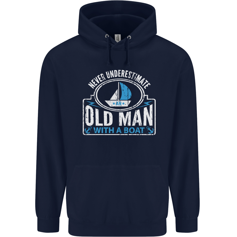 An Old Man With a Boat Sailor Sailing Funny Mens 80% Cotton Hoodie Navy Blue