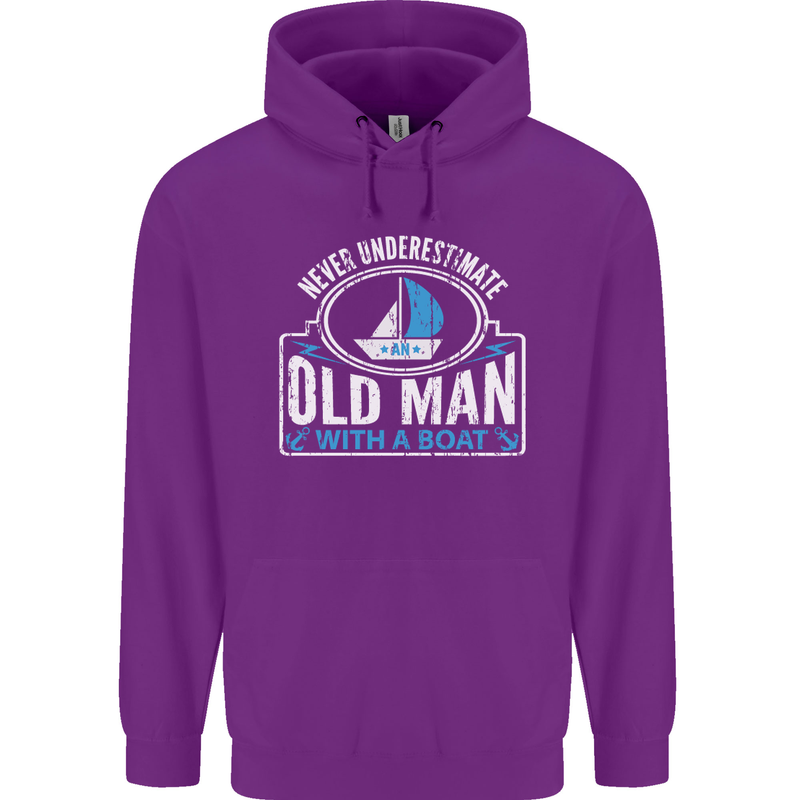 An Old Man With a Boat Sailor Sailing Funny Mens 80% Cotton Hoodie Purple