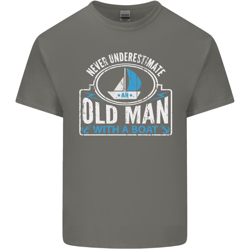 An Old Man With a Boat Sailor Sailing Funny Mens Cotton T-Shirt Tee Top Charcoal