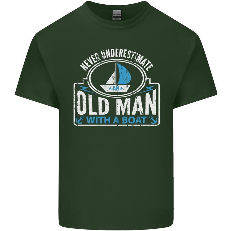 An Old Man With a Boat Sailor Sailing Funny Mens Cotton T-Shirt Tee Top Forest Green