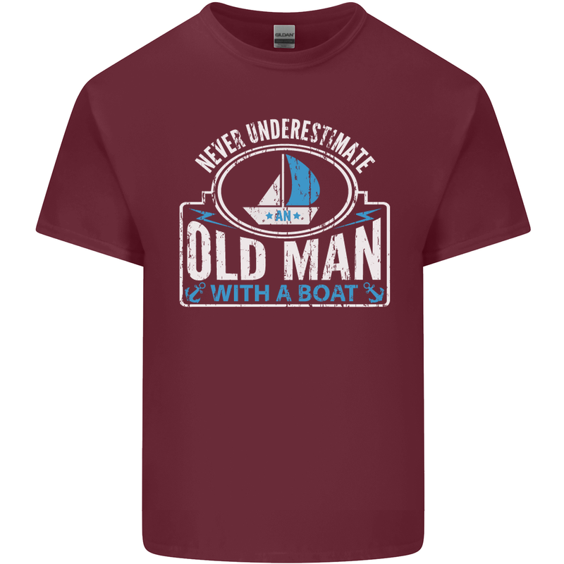 An Old Man With a Boat Sailor Sailing Funny Mens Cotton T-Shirt Tee Top Maroon