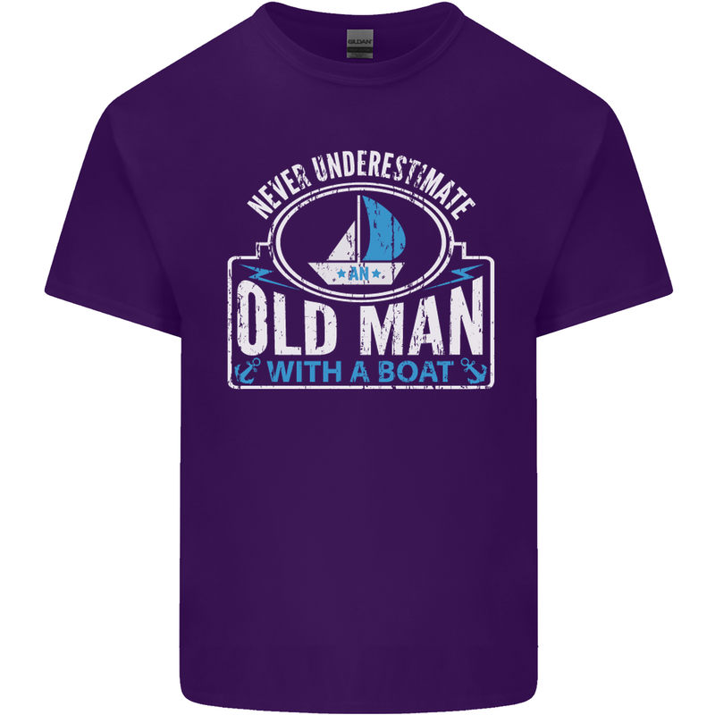 An Old Man With a Boat Sailor Sailing Funny Mens Cotton T-Shirt Tee Top Purple