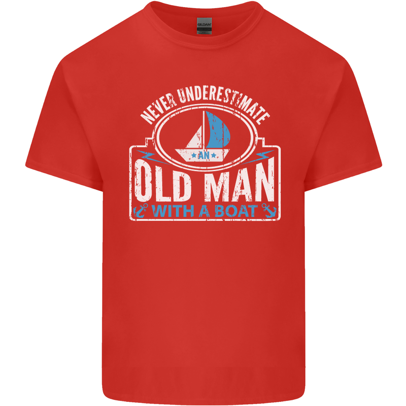 An Old Man With a Boat Sailor Sailing Funny Mens Cotton T-Shirt Tee Top Red