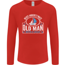 An Old Man With a Boat Sailor Sailing Funny Mens Long Sleeve T-Shirt Red