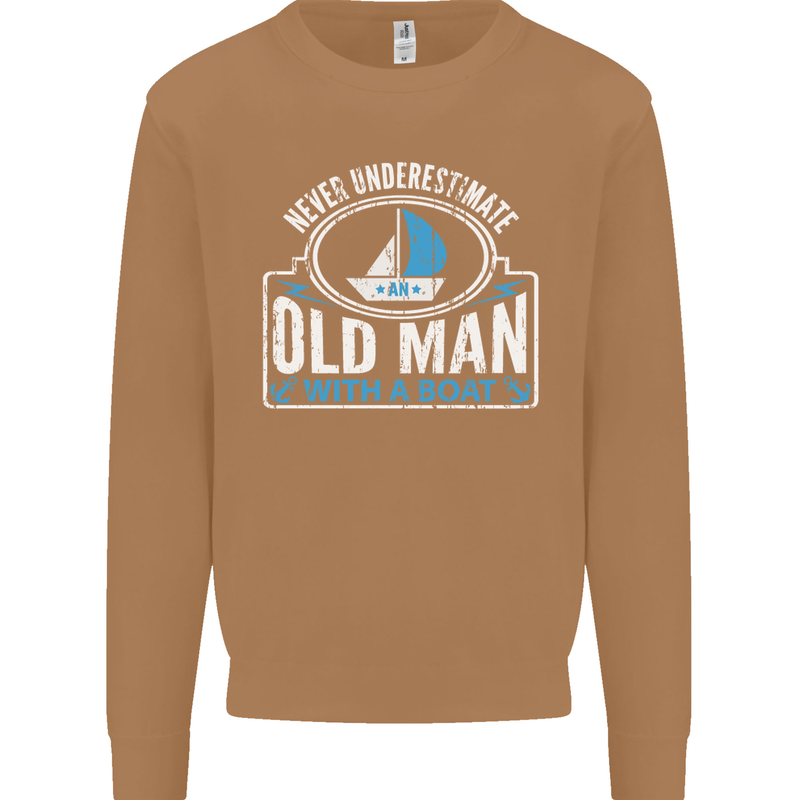 An Old Man With a Boat Sailor Sailing Funny Mens Sweatshirt Jumper Caramel Latte