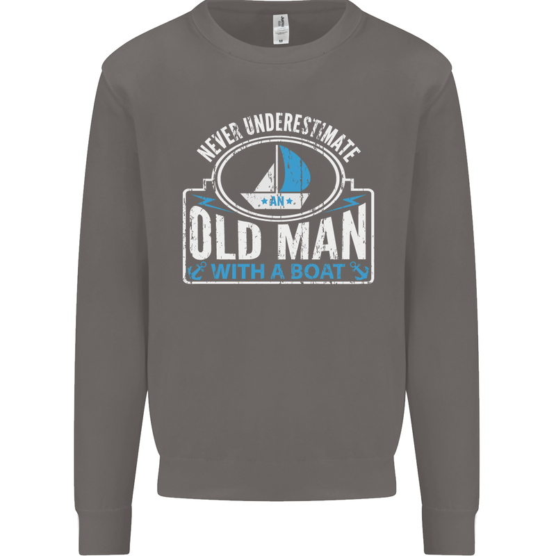 An Old Man With a Boat Sailor Sailing Funny Mens Sweatshirt Jumper Charcoal