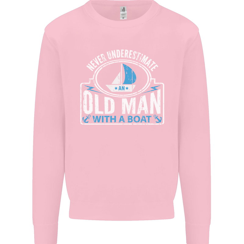 An Old Man With a Boat Sailor Sailing Funny Mens Sweatshirt Jumper Light Pink