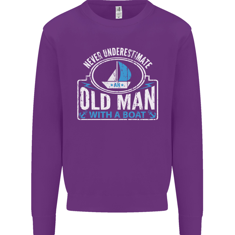 An Old Man With a Boat Sailor Sailing Funny Mens Sweatshirt Jumper Purple